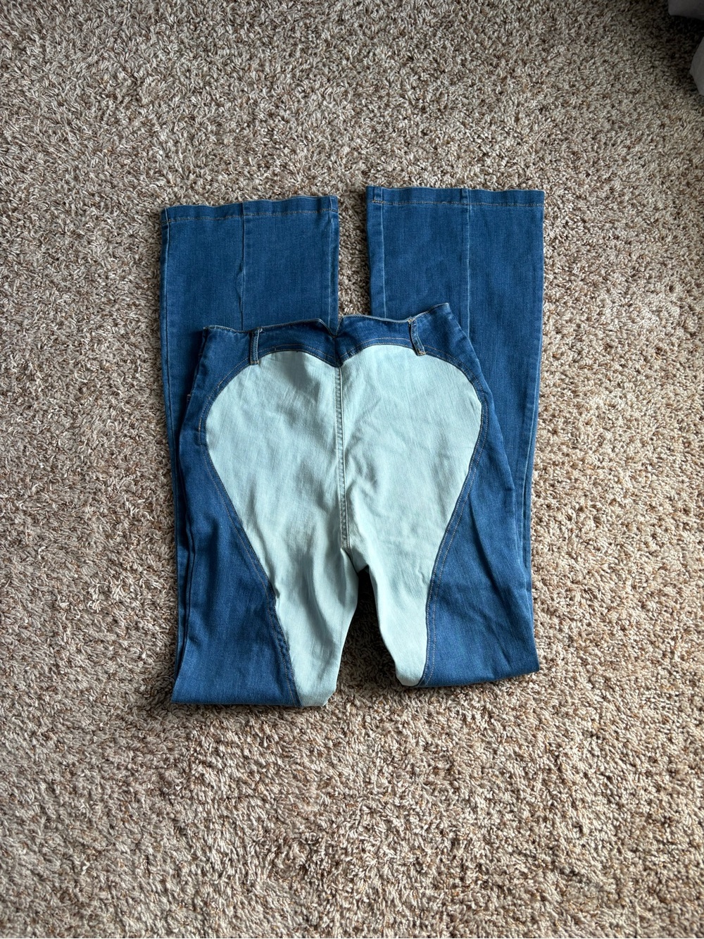 Rehab LabWomen's Two-Tone Heart Blue Flare Riding Jeans with Contrast Seat
